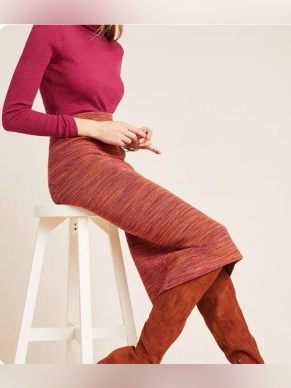 Maeve by Anthro Viscose Knit Pull-on Maxi Pencil Skirt Autumn Hues - Stretchy XS